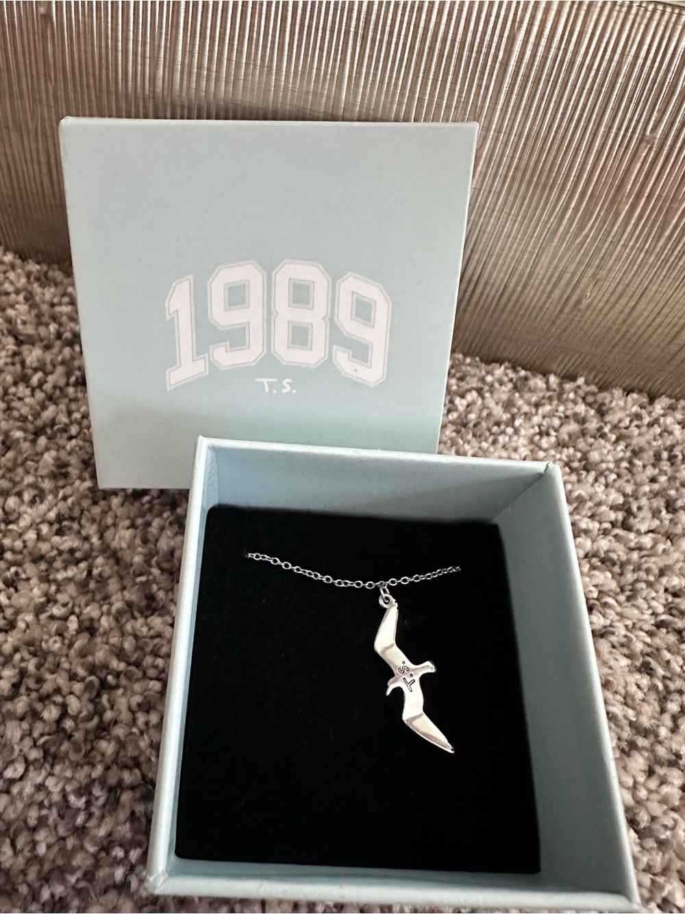 Taylor Swift Silver Seagull Necklace with Light Blue Box